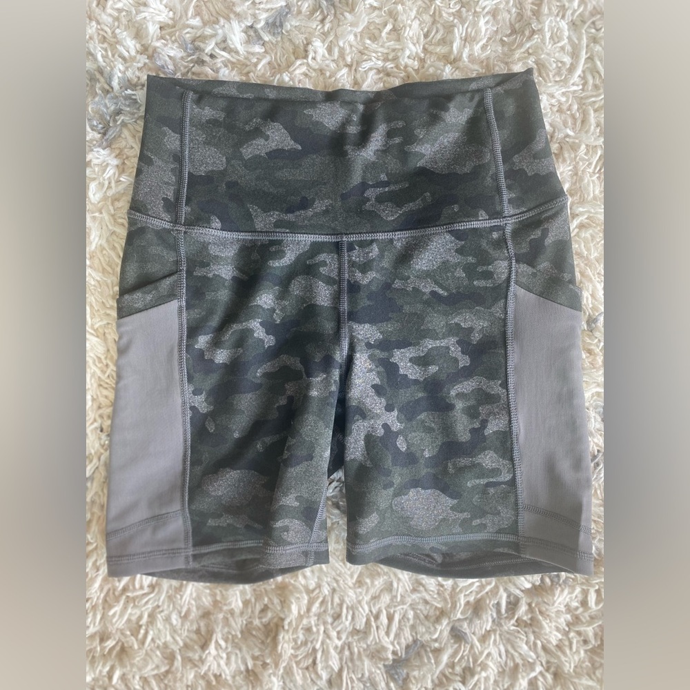Fabletics camo bike shorts